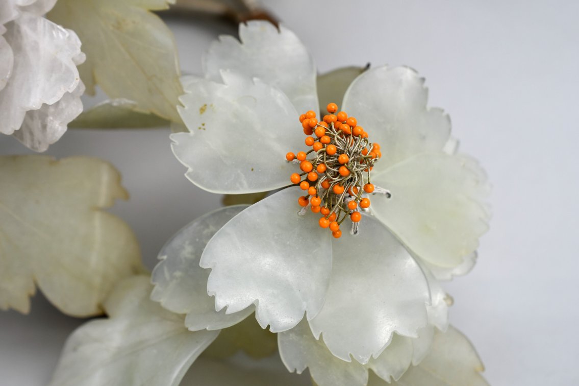 Carved Gemstone Floral Branch Arrangement, photo 3 of 11