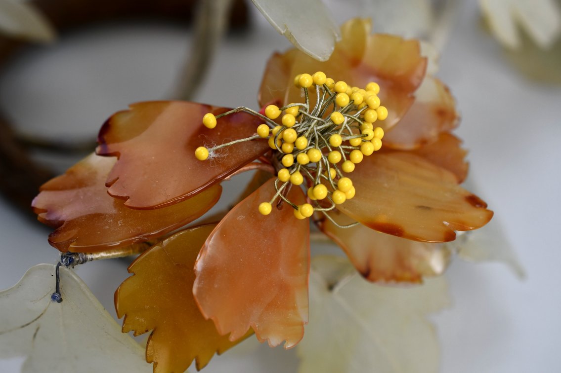 Carved Gemstone Floral Branch Arrangement, photo 5 of 11