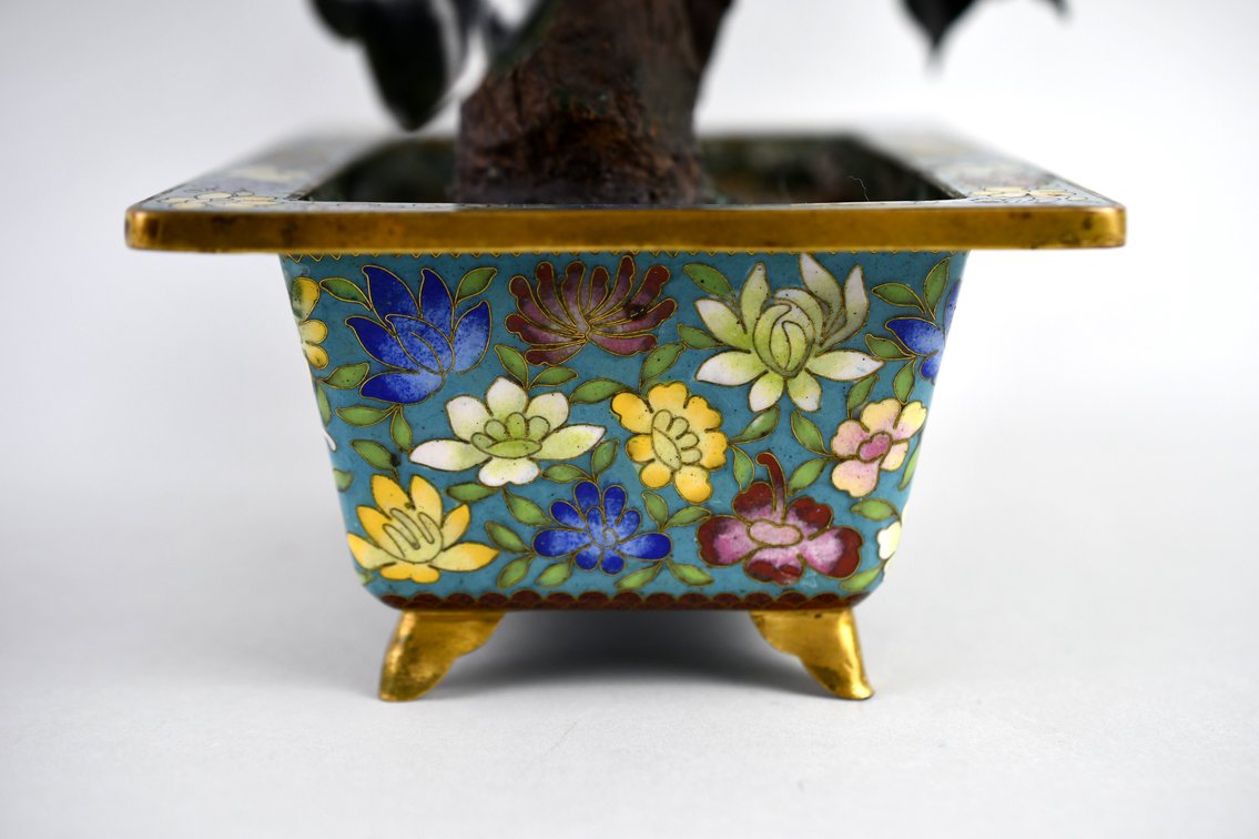 Gemstone Bonsai Tree In Cloisonné Planter, photo 25 of 26