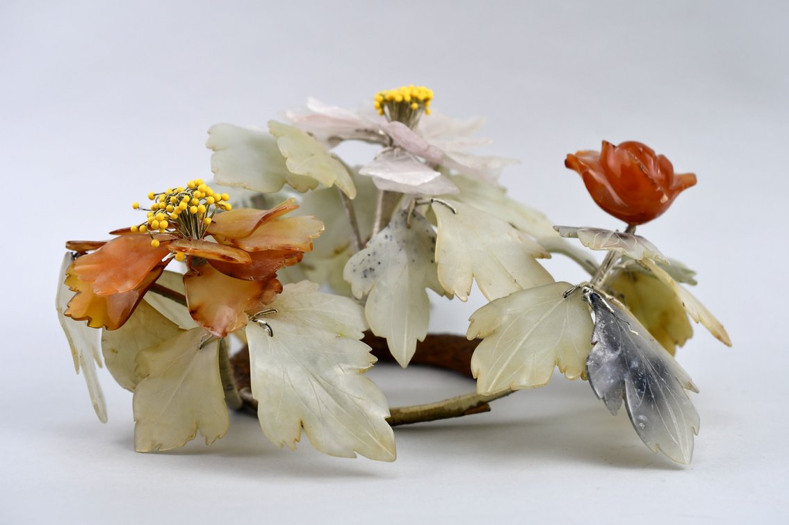 Carved Gemstone Floral Branch Arrangement, photo 10 of 11