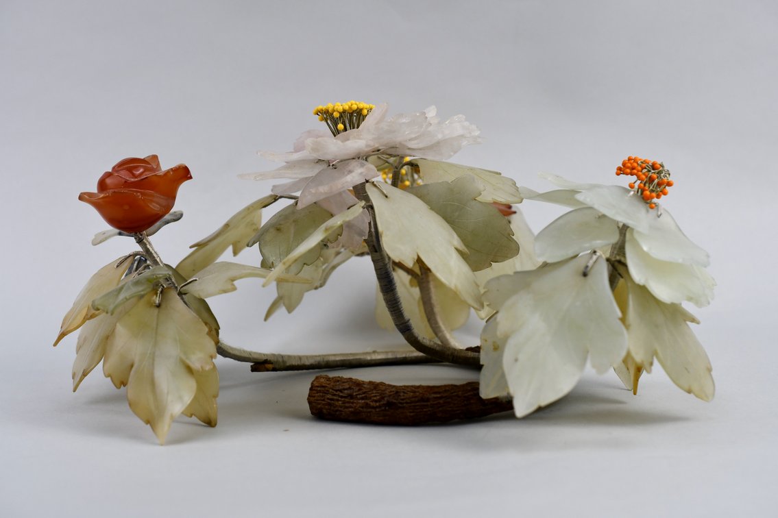 Carved Gemstone Floral Branch Arrangement, photo 6 of 11
