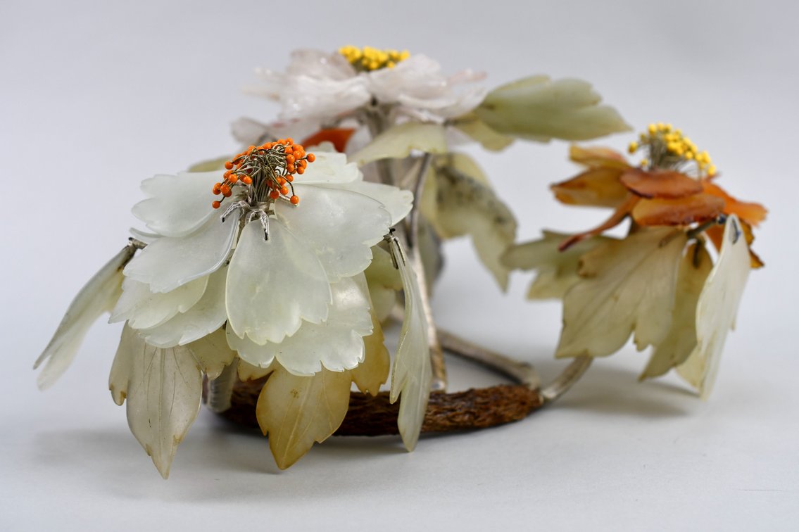 Carved Gemstone Floral Branch Arrangement, photo 7 of 11