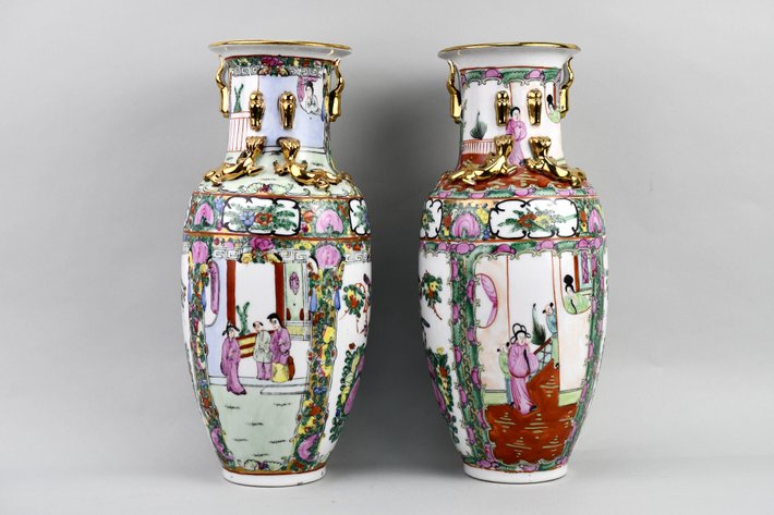 Chinese Famille Rose Canton Vases