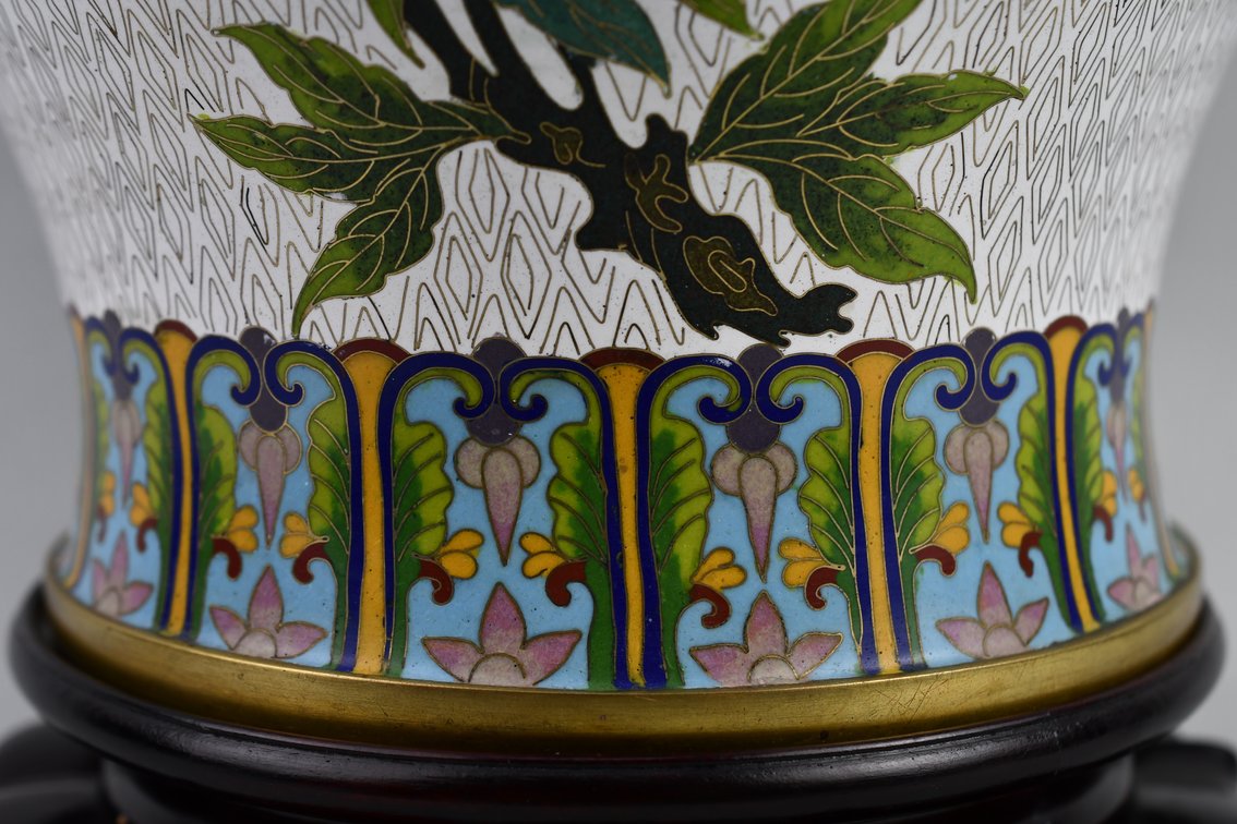 Brass Chinese Cloisonné Floral Lidded Ginger Jar, photo 18 of 29