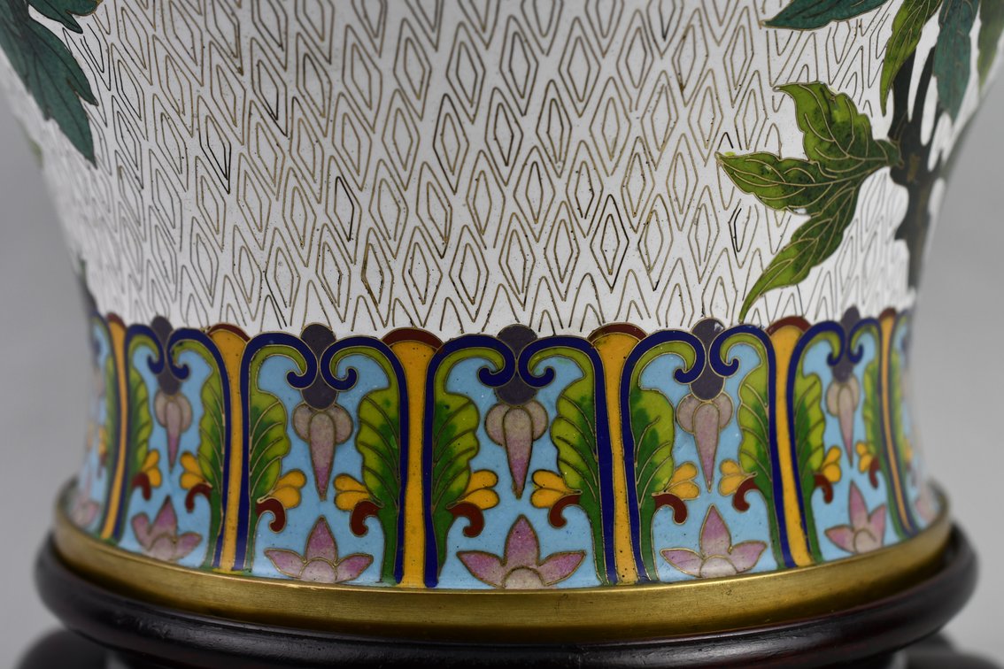 Brass Chinese Cloisonné Floral Lidded Ginger Jar, photo 10 of 29