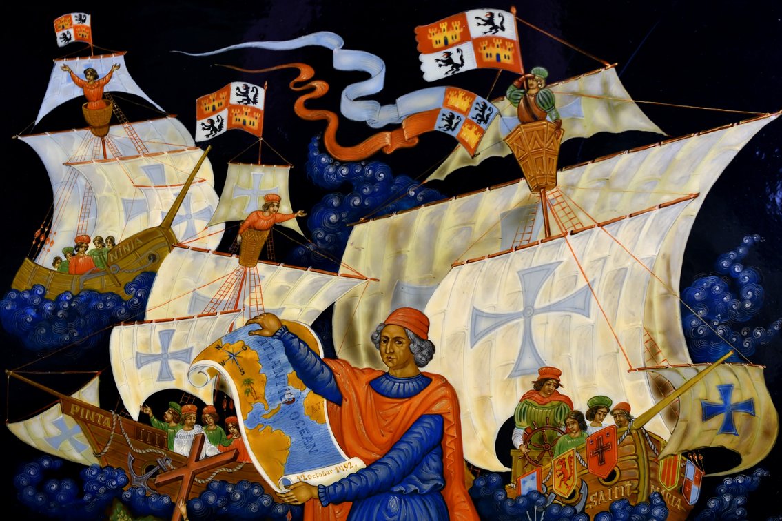 Scheley "Discover America” Palekh Russian Lacquer Panel, photo 3 of 12