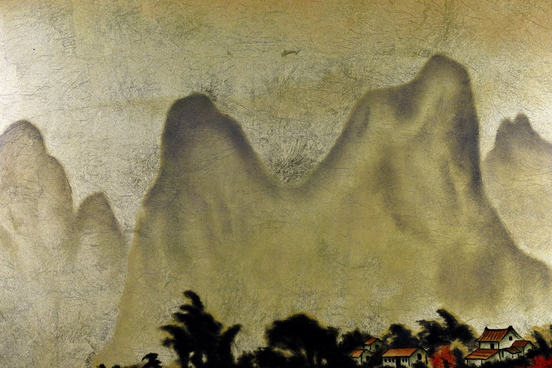 Asian Lacquered Wood Landscape Panel, photo 3 of 9