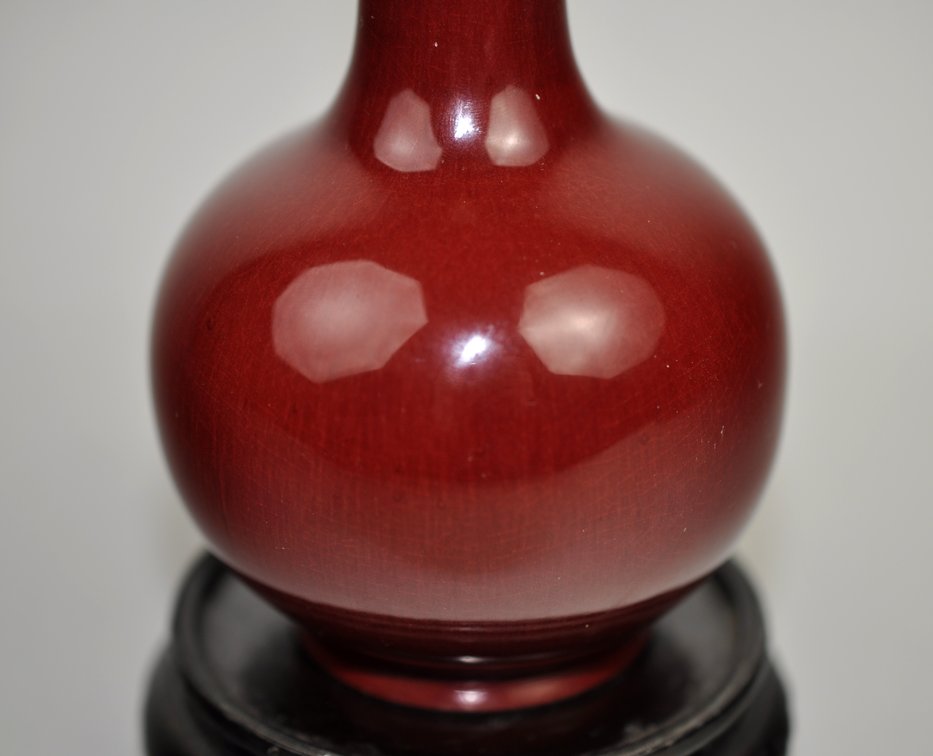 Chinese Oxblood Porcelain Bottle Vase, photo 3 of 10