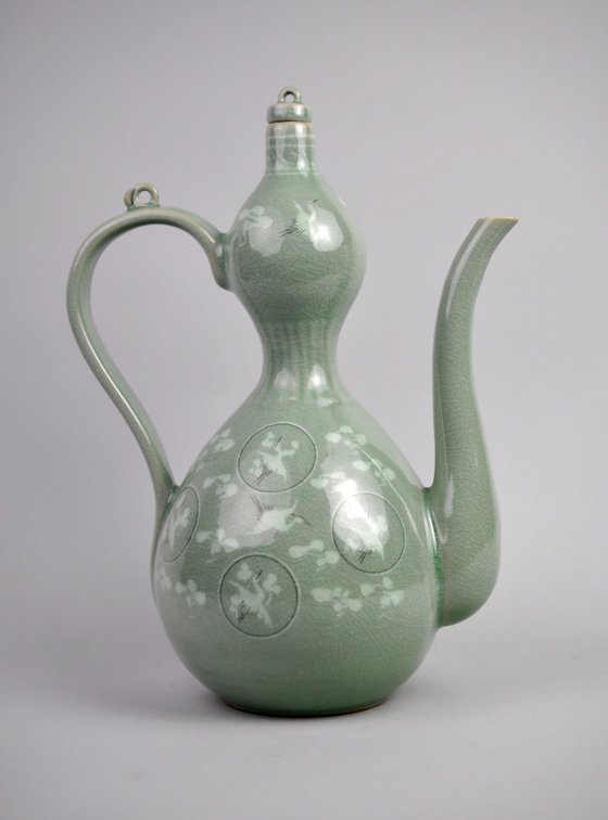 Korean Celadon Crane Double Gourd Ewer, photo 12 of 21