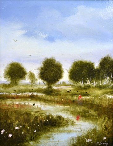 Thomas Hieronymus Towhey Marsh Landscape Oil Painting