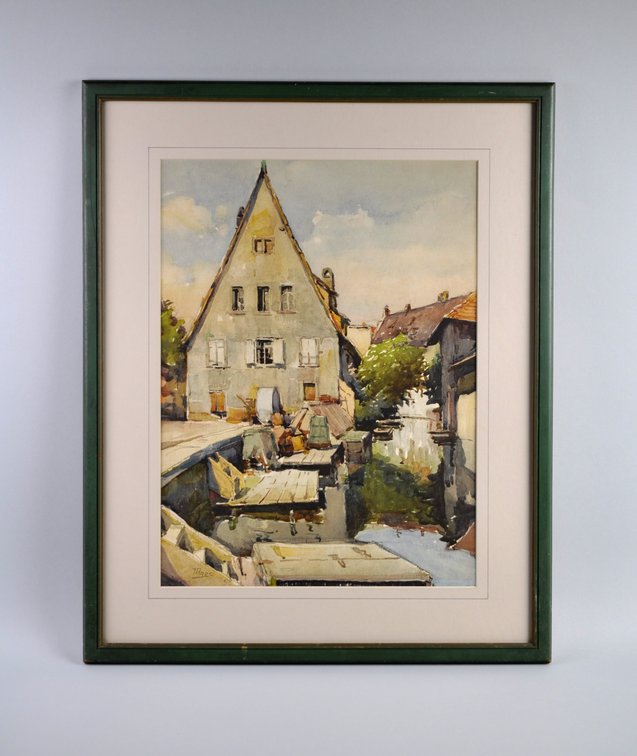 Nicolas Markovitch European Village Watercolor, photo 2 of 7