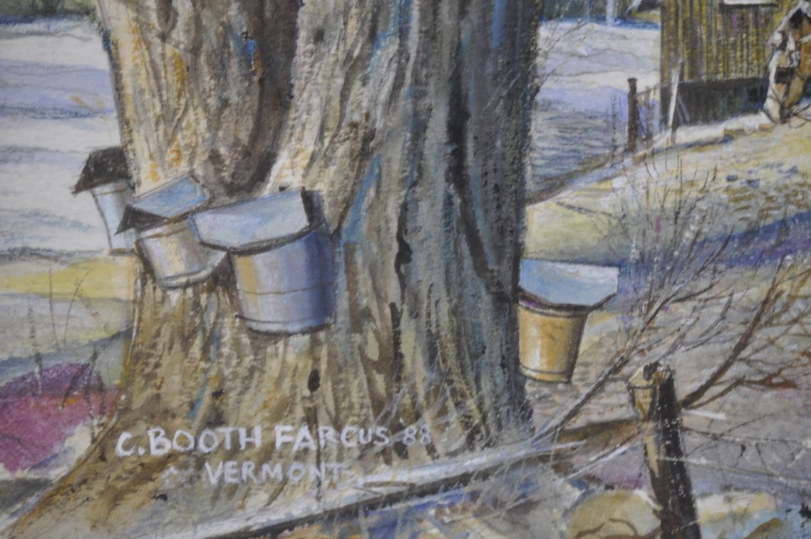 C. Booth Fargus Vermont Winter Maple Watercolor, photo 5 of 8