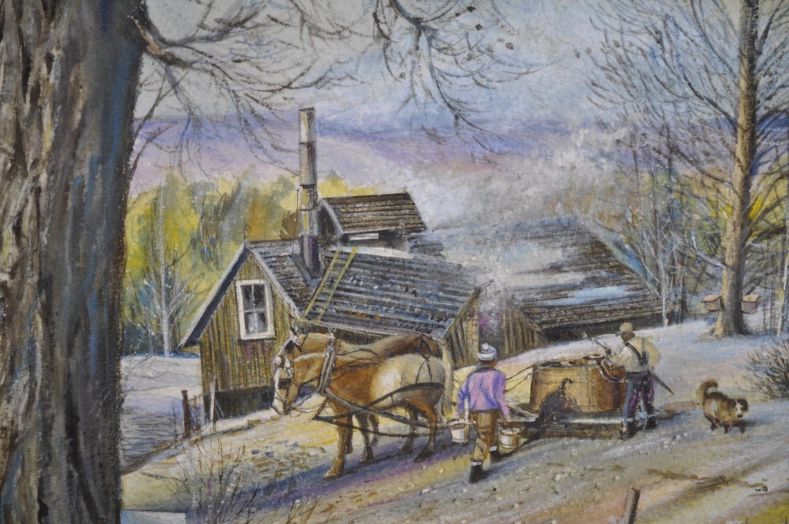 C. Booth Fargus Vermont Winter Maple Watercolor, photo 4 of 8