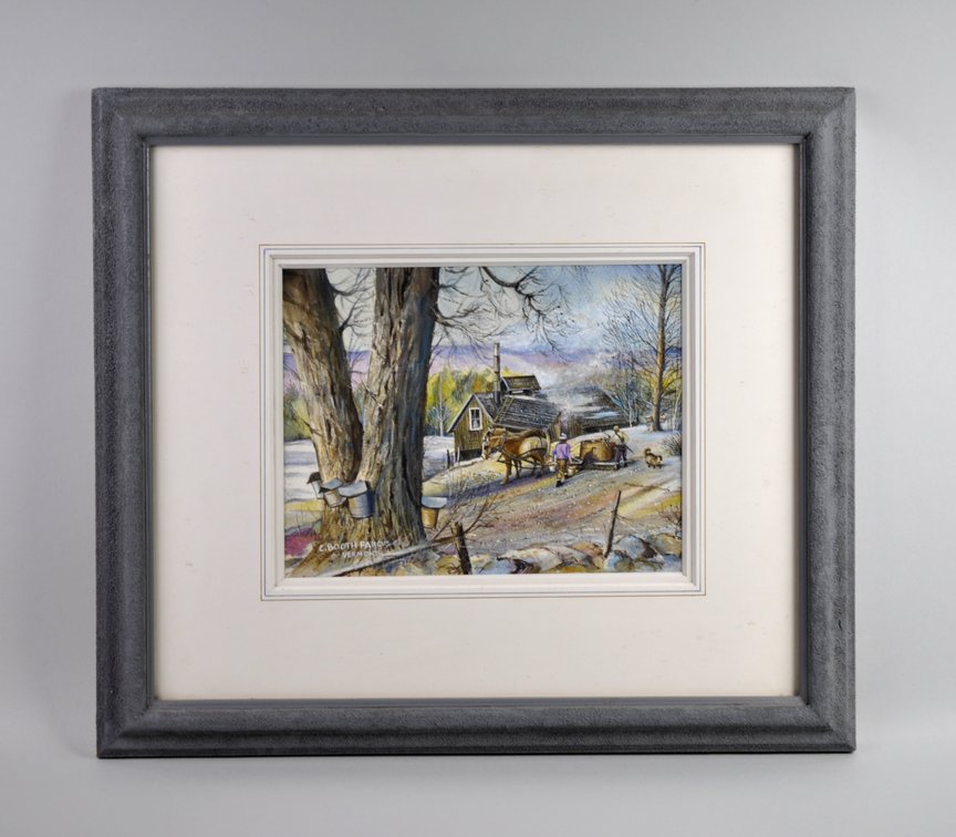 C. Booth Fargus Vermont Winter Maple Watercolor, photo 2 of 8