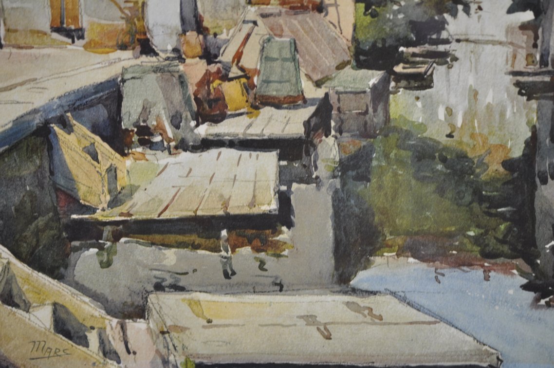 Nicolas Markovitch European Village Watercolor, photo 4 of 7