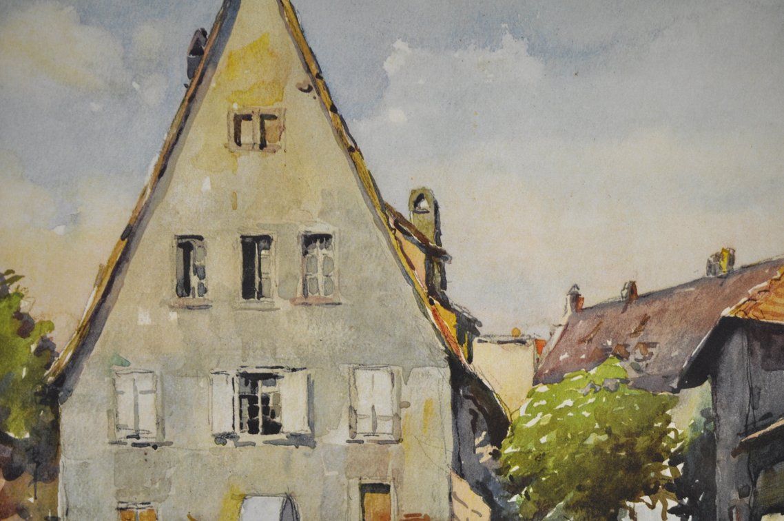 Nicolas Markovitch European Village Watercolor, photo 5 of 7