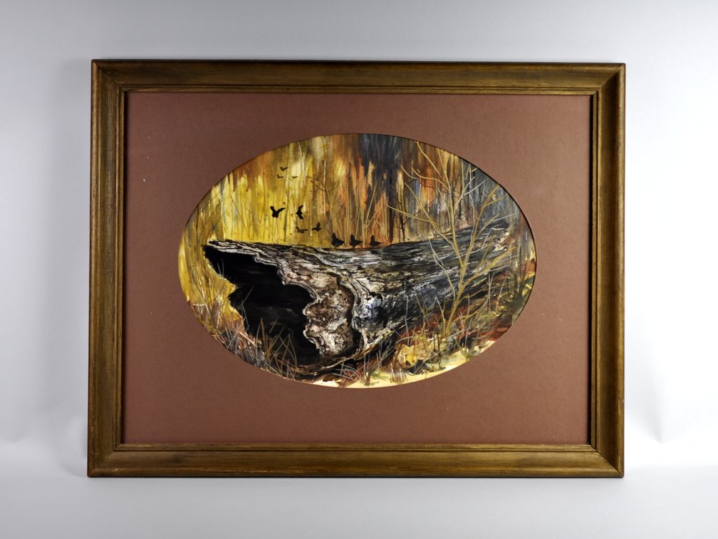 Betty Zoe Miller Log in Marsh Virginia Watercolor, photo 2 of 9
