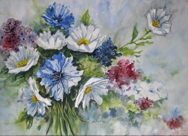 Betty Zoe Miller Floral Bouquet Virginia Watercolor