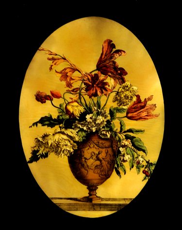 Monnoyer Style Floral Vase Engraving