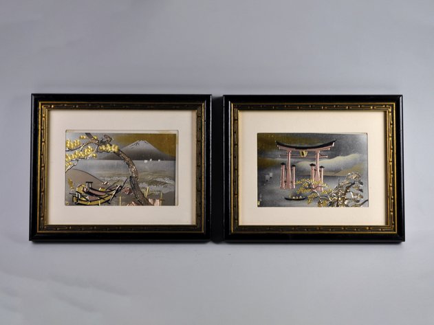 Japanese Metal Relief Landscape Wall Art
