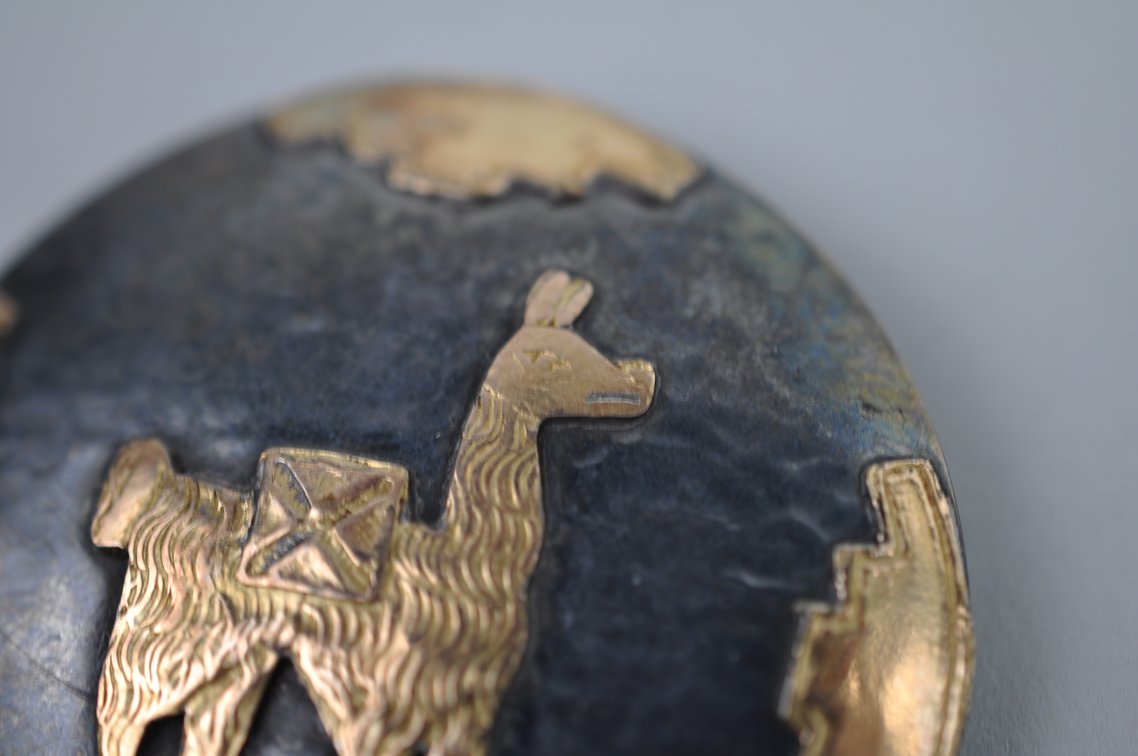 18K Gold & Sterling Silver Peru Llama Brooch Pendants, photo 8 of 12