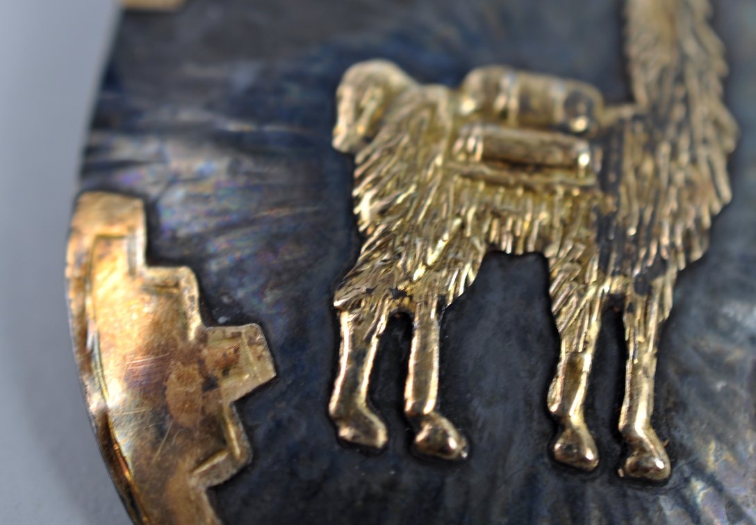 18K Gold & Sterling Silver Peru Llama Brooch Pendants, photo 4 of 12