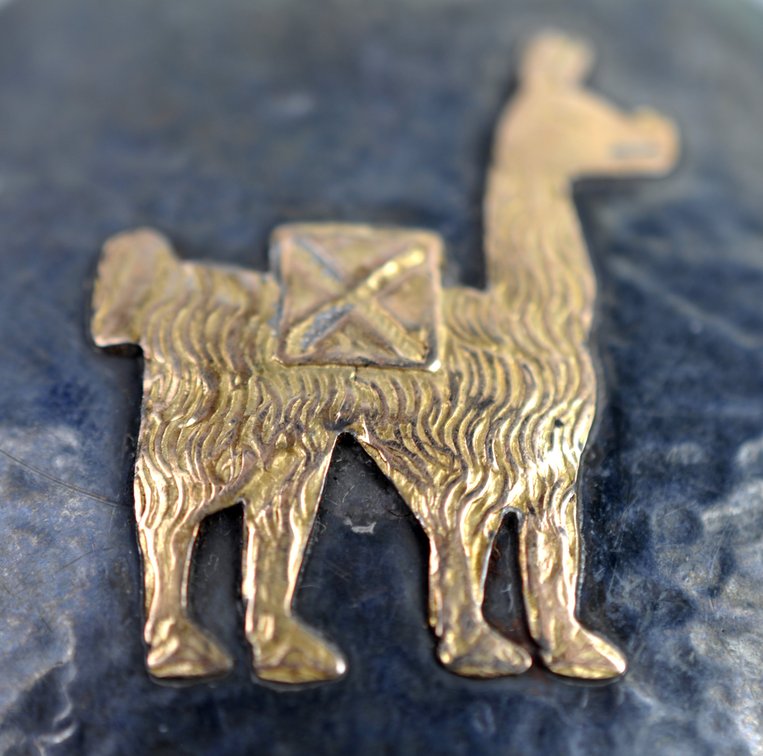 18K Gold & Sterling Silver Peru Llama Brooch Pendants, photo 9 of 12