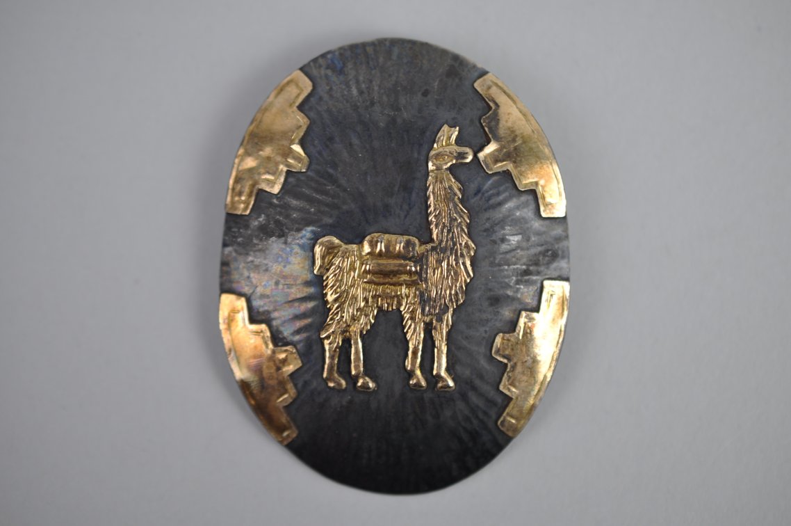 18K Gold & Sterling Silver Peru Llama Brooch Pendants, photo 2 of 12