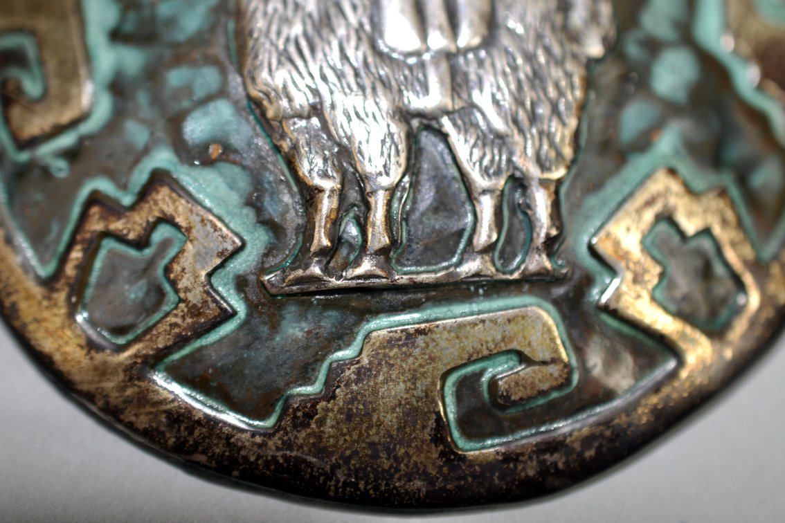 Silver & Copper Peru Llama Brooch Pin, photo 3 of 6