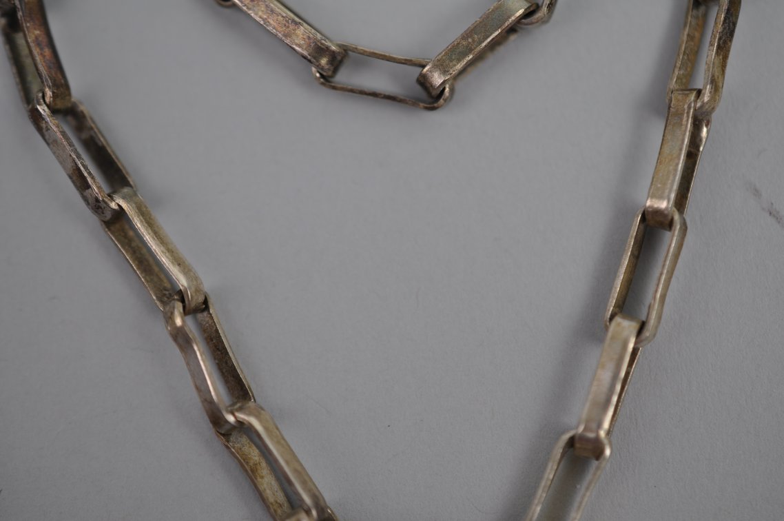 Silver & Copper Peru Tumi Brooch Pendant Necklace, photo 7 of 11