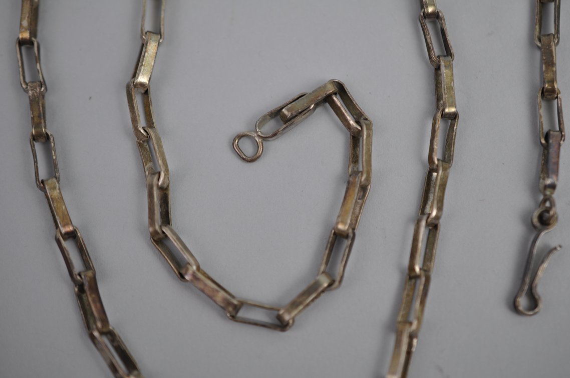 Silver & Copper Peru Tumi Brooch Pendant Necklace, photo 8 of 11