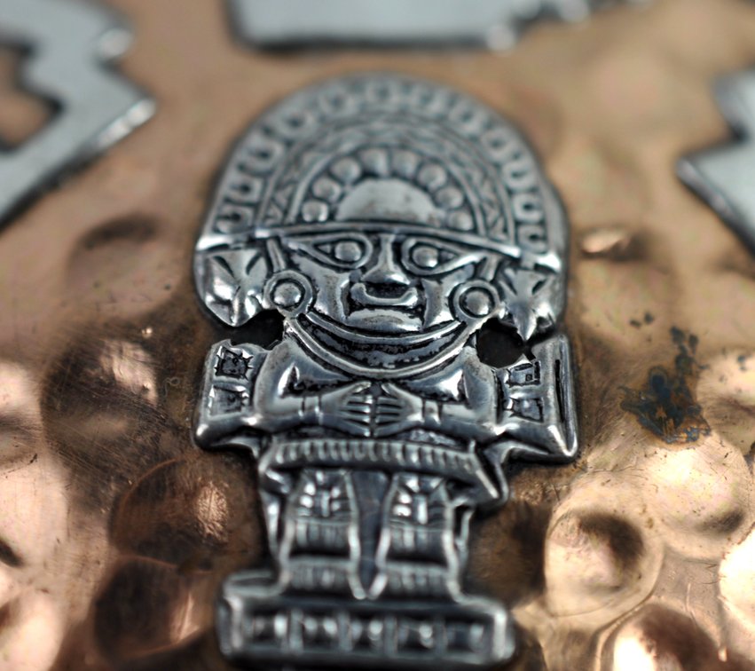 Silver & Copper Peru Tumi Brooch Pendant Necklace, photo 2 of 11