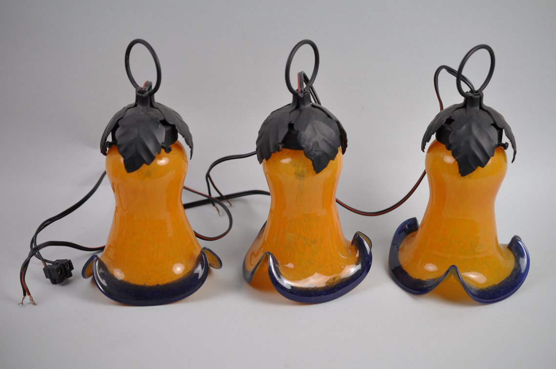 Art Deco Iron Floor Lamps w/ Orange Glass, photo 29 of 34