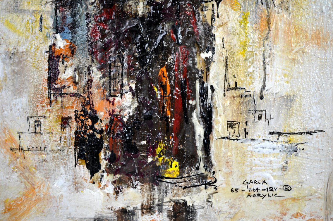 Danny Garcia 1965 Acrylic Abstract Floral Still Life, photo 4 of 14