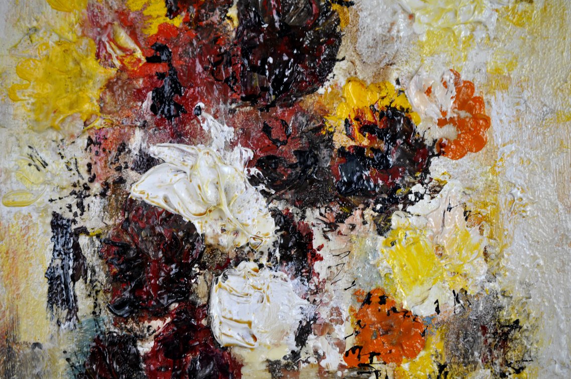 Danny Garcia 1965 Acrylic Abstract Floral Still Life, photo 5 of 14