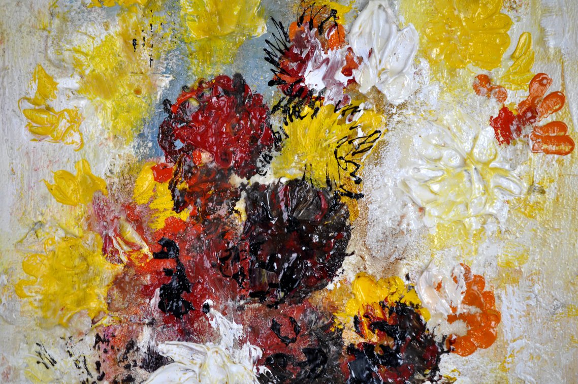 Danny Garcia 1965 Acrylic Abstract Floral Still Life, photo 6 of 14