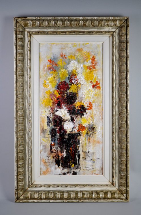 Danny Garcia 1965 Acrylic Abstract Floral Still Life, photo 2 of 14