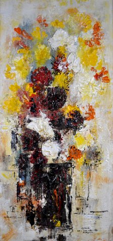 Danny Garcia 1965 Acrylic Abstract Floral Still Life