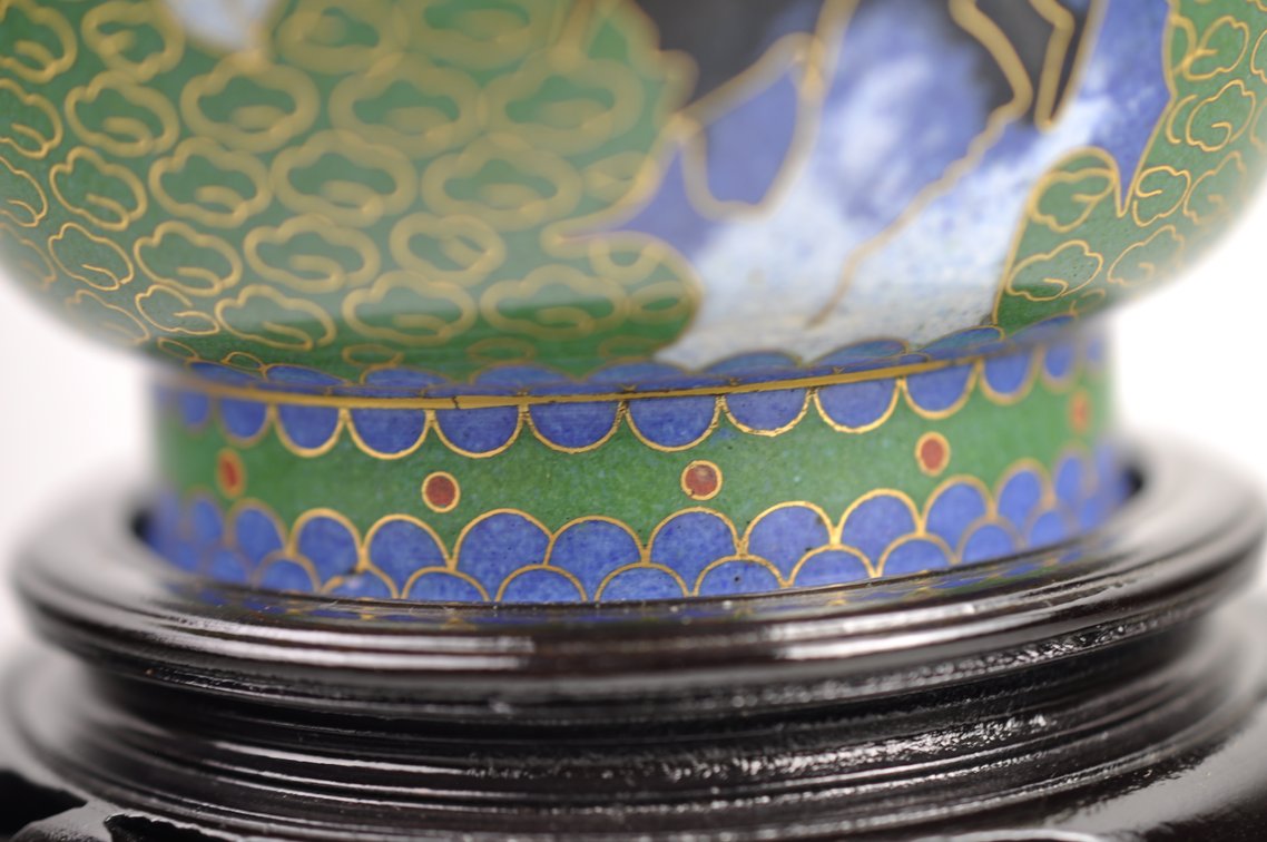 Chinese Cloisonné Floral Vases Pair, photo 17 of 24
