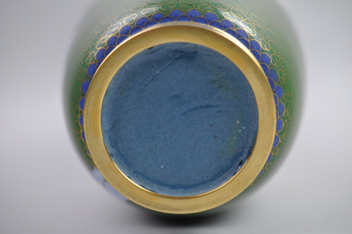 Chinese Cloisonné Floral Vases Pair, photo 12 of 24