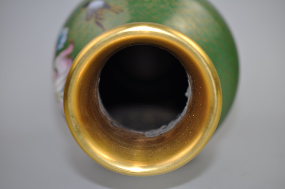 Chinese Cloisonné Floral Vases Pair, photo 13 of 24