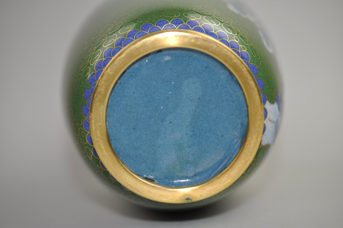 Chinese Cloisonné Floral Vases Pair, photo 23 of 24