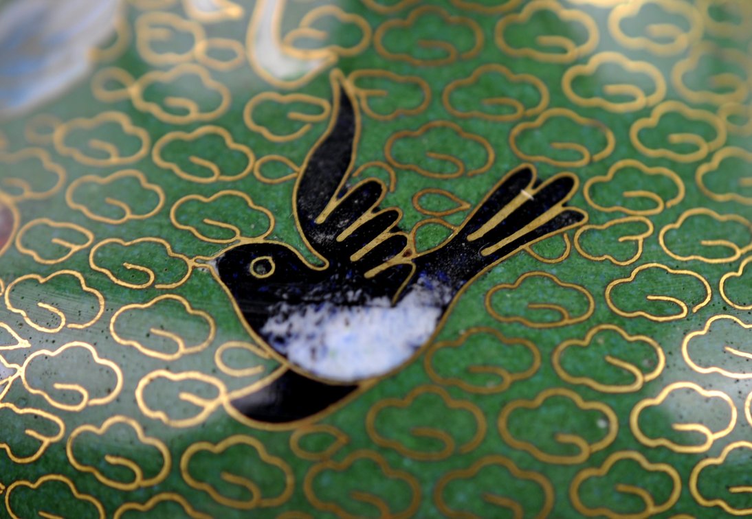 Chinese Cloisonné Floral Vases Pair, photo 20 of 24