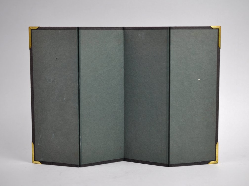Miniature Four-Panel Folding Byōbu with Horse Stable Scene, photo 8 of 9