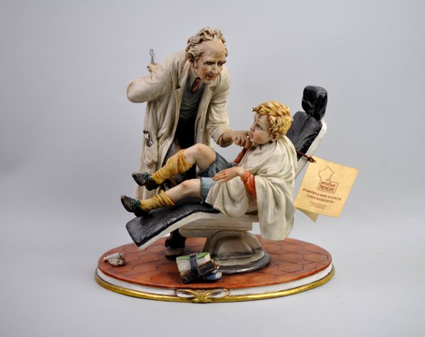 Italian Capidomonte Porcelain Dentist Figurine by Cazzola