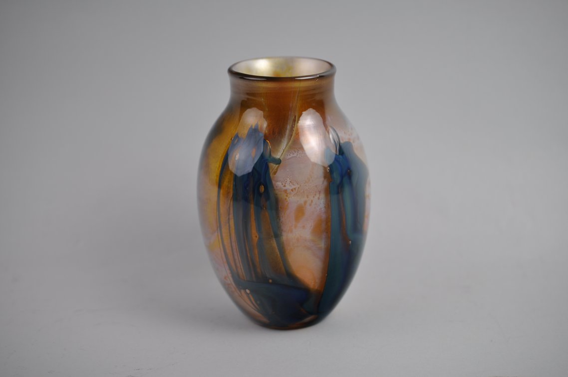 Josh Simpson Floral Art Glass Vase, photo 3 of 17