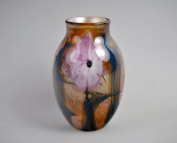 Josh Simpson Floral Art Glass Vase