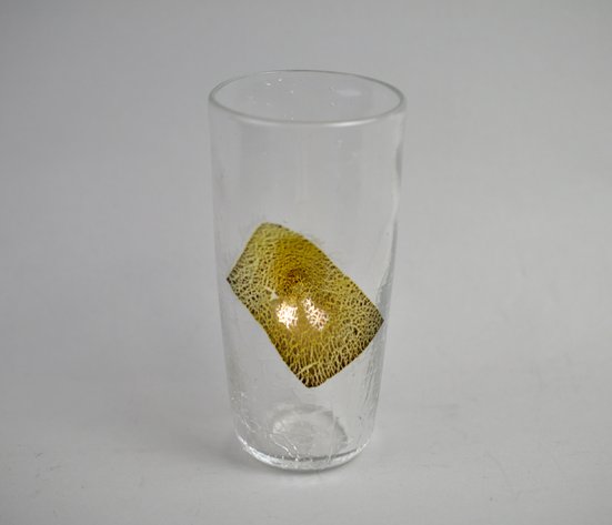 Michael Magyar Gold Leaf Crackle Art Glass Vase