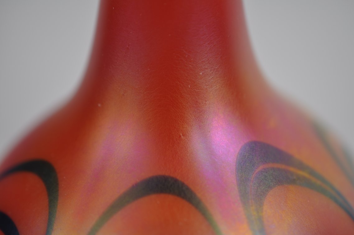 Charles Lotton Red Glass Vase w/ Drips, photo 4 of 9