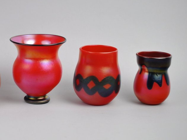 Early Charles Lotton Art Glass Vases Collection